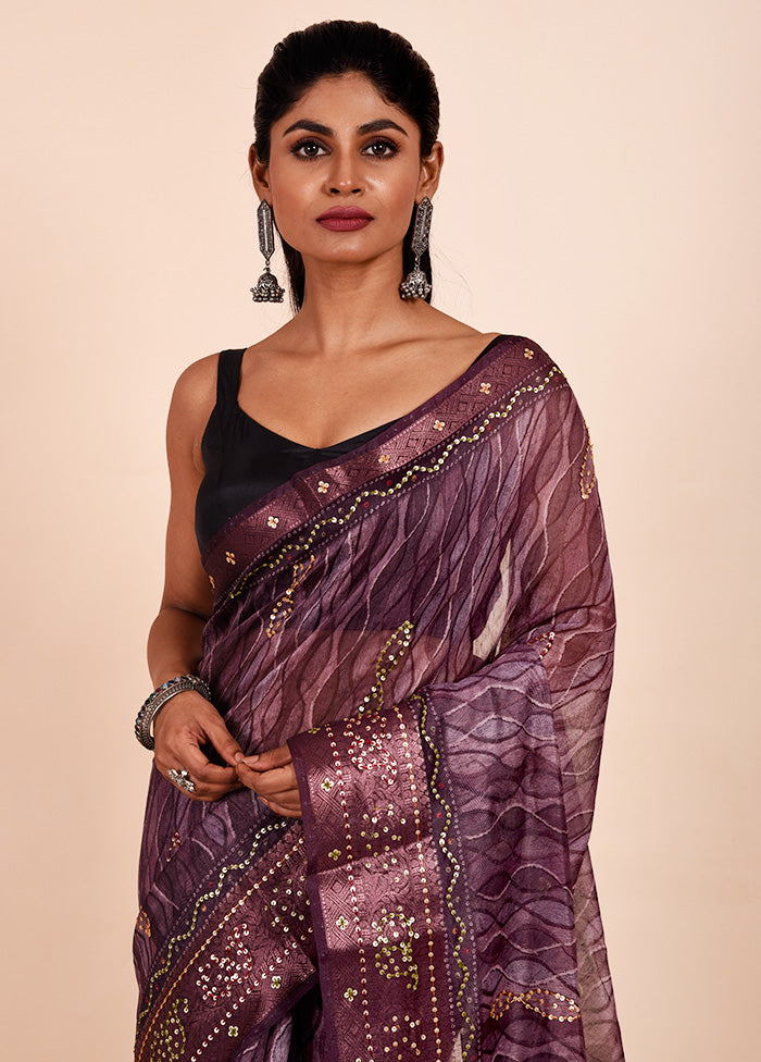 Purple Tussar Silk Saree With Blouse Piece Buy Cheap Cost