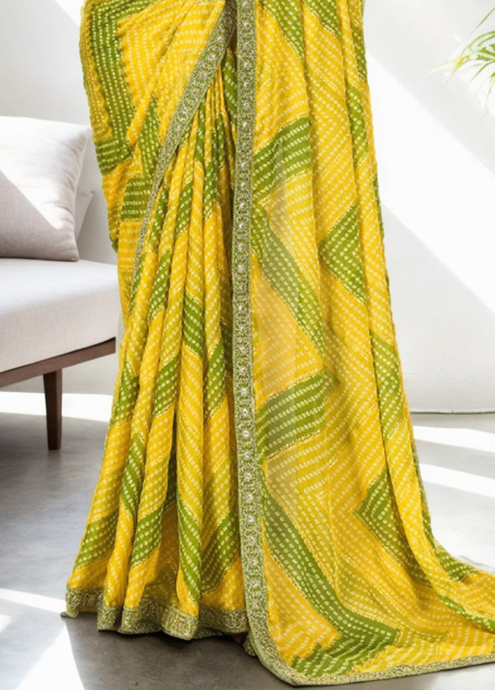 Yellow Spun Silk Saree With Blouse Piece Cheap Geniue Stockist