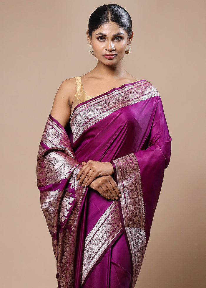 Purple Katan Silk Saree With Blouse Piece Countdown Package Cheap Pice