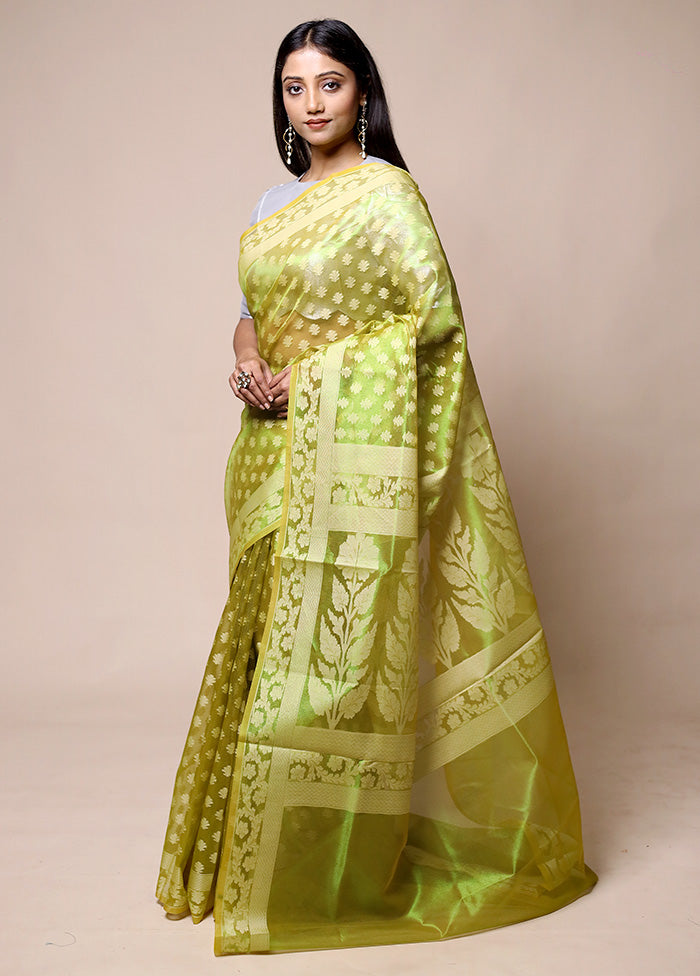 Green Tissue Silk Saree With Blouse Piece Collections Cheap Pice