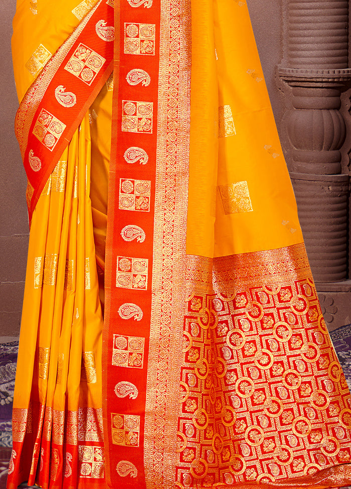 Mustard Dupion Silk Saree With Blouse Piece Big Discount Online