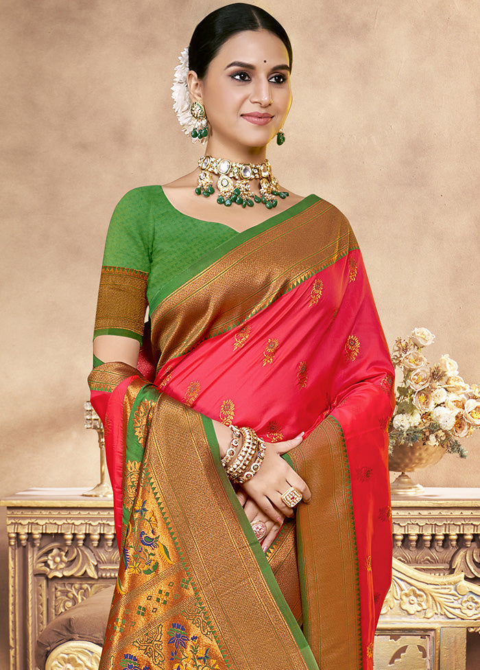 Pink Spun Silk Saree With Blouse Piece Official Site Cheap Online