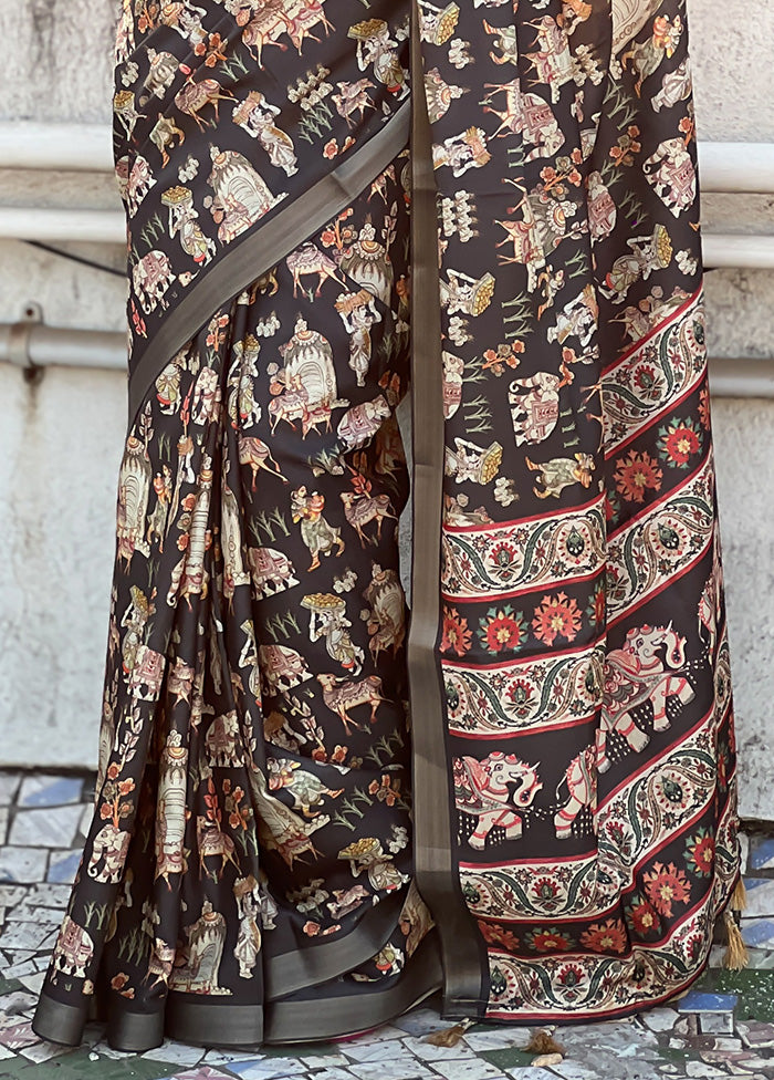 Brown Tussar Silk Saree With Blouse Piece Outlet Great Deals