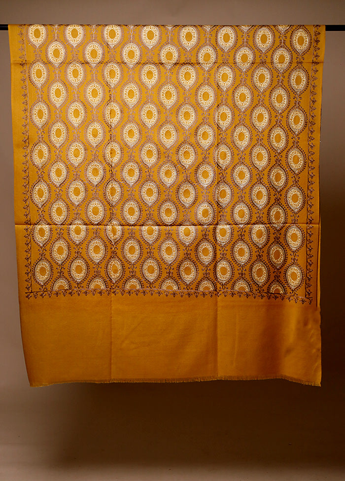 Yellow Butta Work With Zari Woven Border Shawl Enjoy Cheap Pice