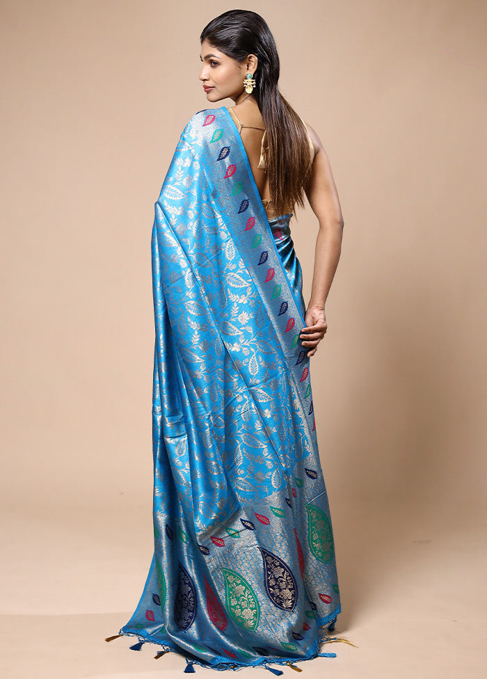 Blue Dupion Silk Saree With Blouse Piece Buy Cheap Find Great