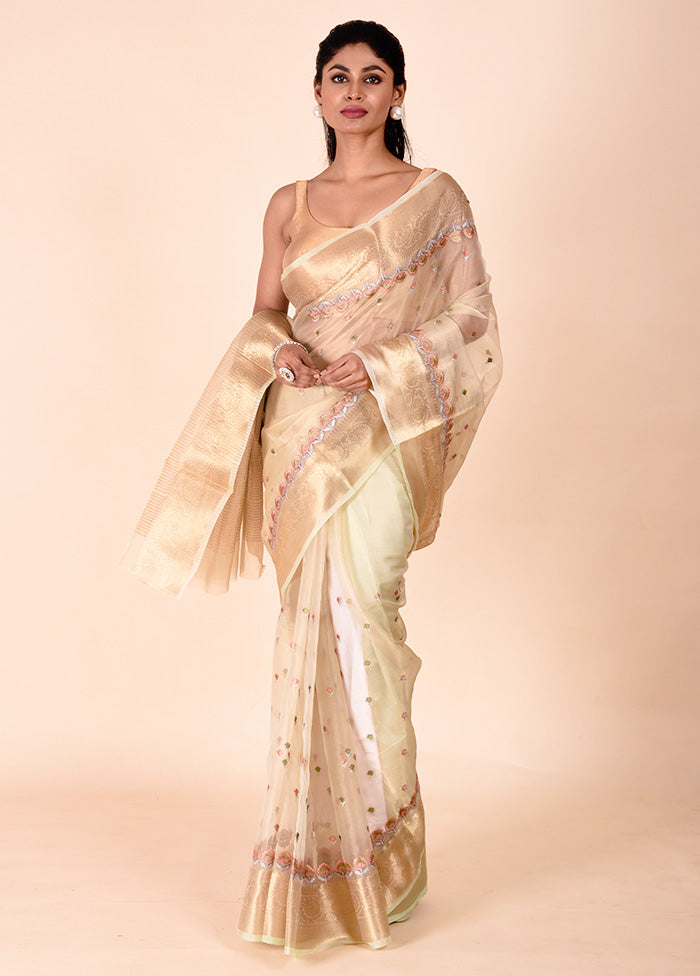 Green Tissue Silk Saree With Blouse Piece Free Shipping Sale Online