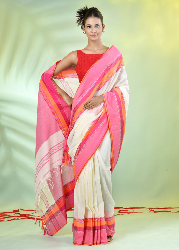 Off White Cotton Saree With Blouse Piece Sale Get To Buy