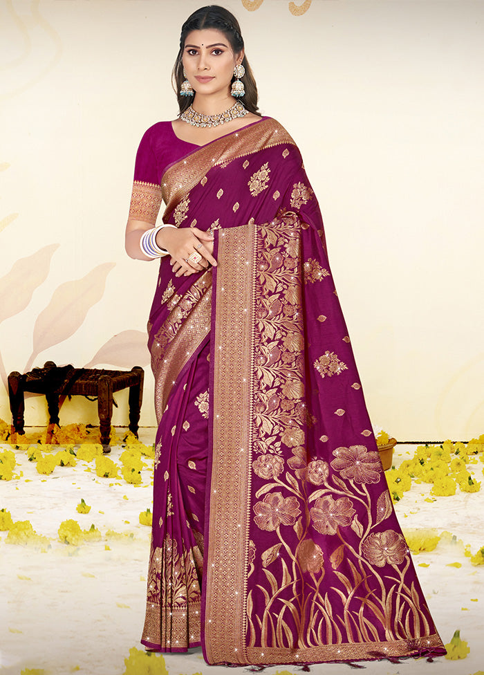 Wine Spun Silk Saree With Blouse Piece Buy Cheap Extremely