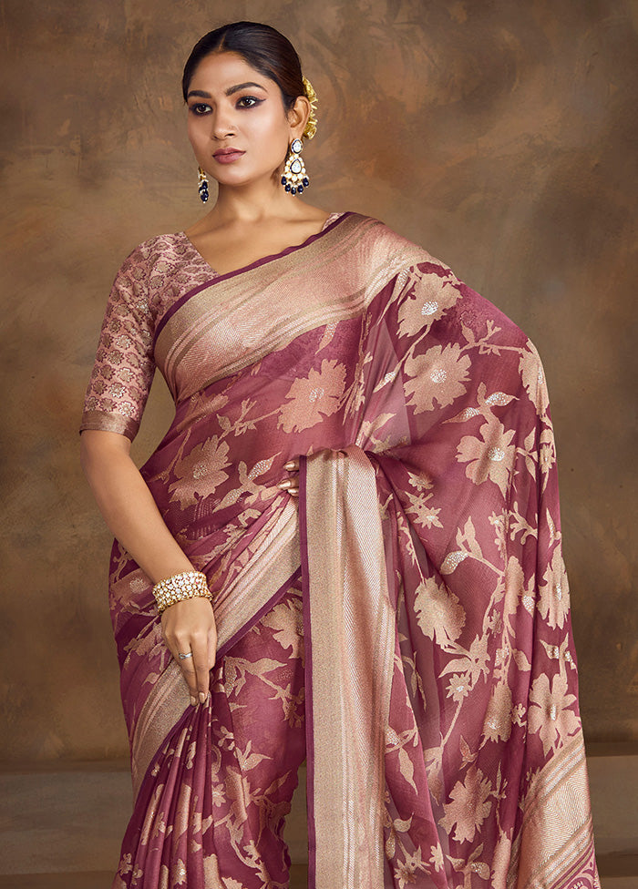 Purple Spun Silk Saree With Blouse Piece Sale Wide Range Of