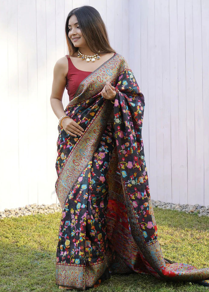 Black Banarasi Silk Saree With Blouse Piece Cheap Outlet Locations