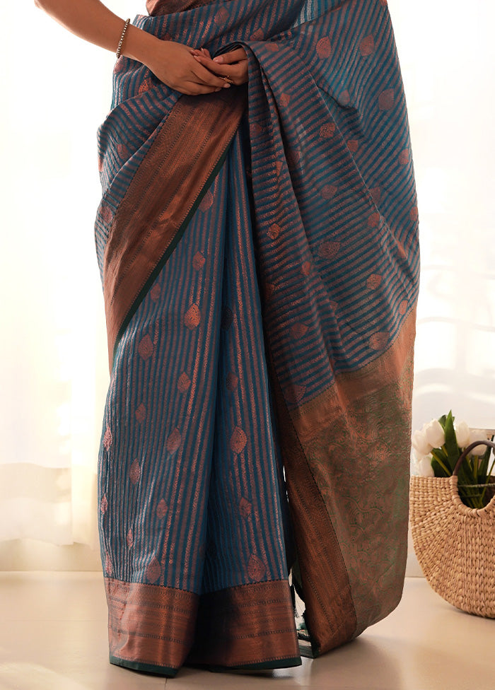 Blue Kanjivaram Silk Saree With Blouse Piece Discount Nicekicks