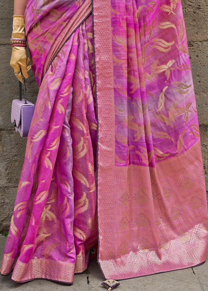 Pink Spun Silk Saree With Blouse Piece Free Shipping Big Sale