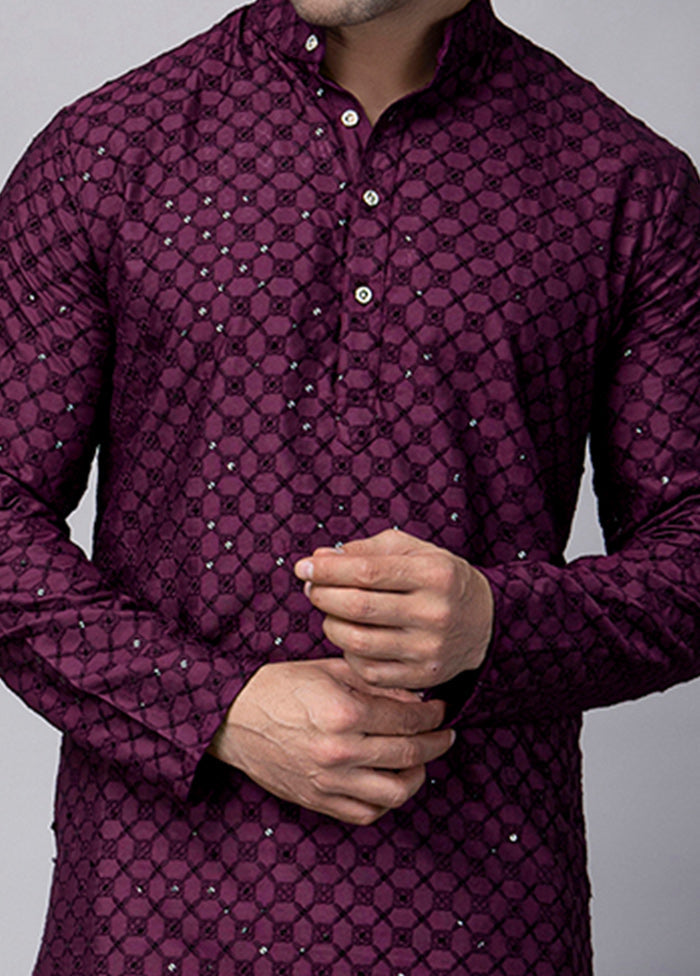 2 Pc Purple Viscose Kurta Pajama Set Sale Footlocker Pictures