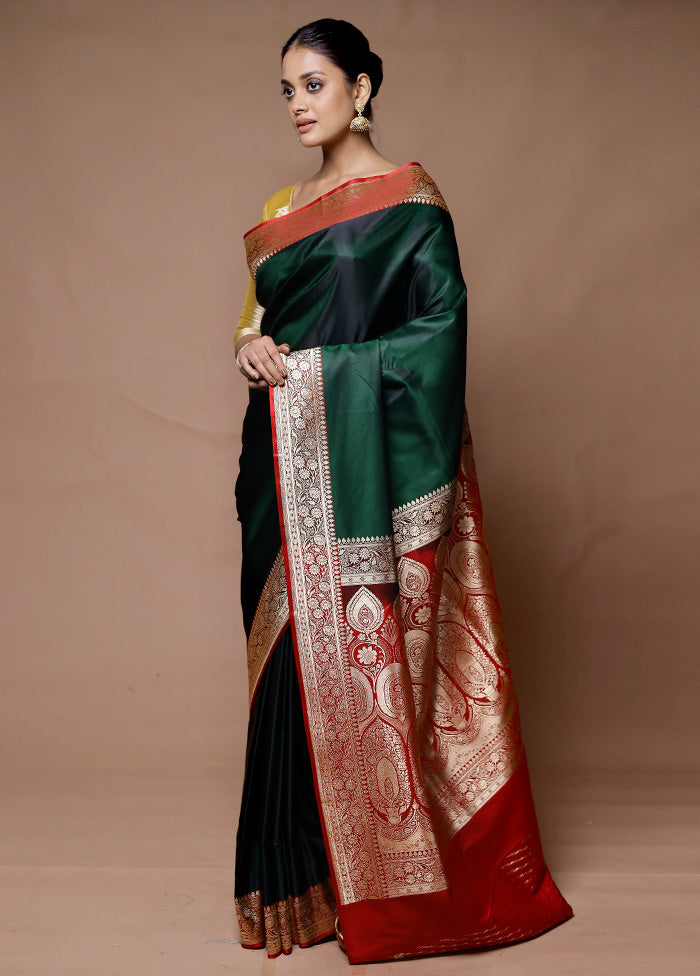 Green Banarasi Silk Saree With Blouse Piece Largest Supplier Online