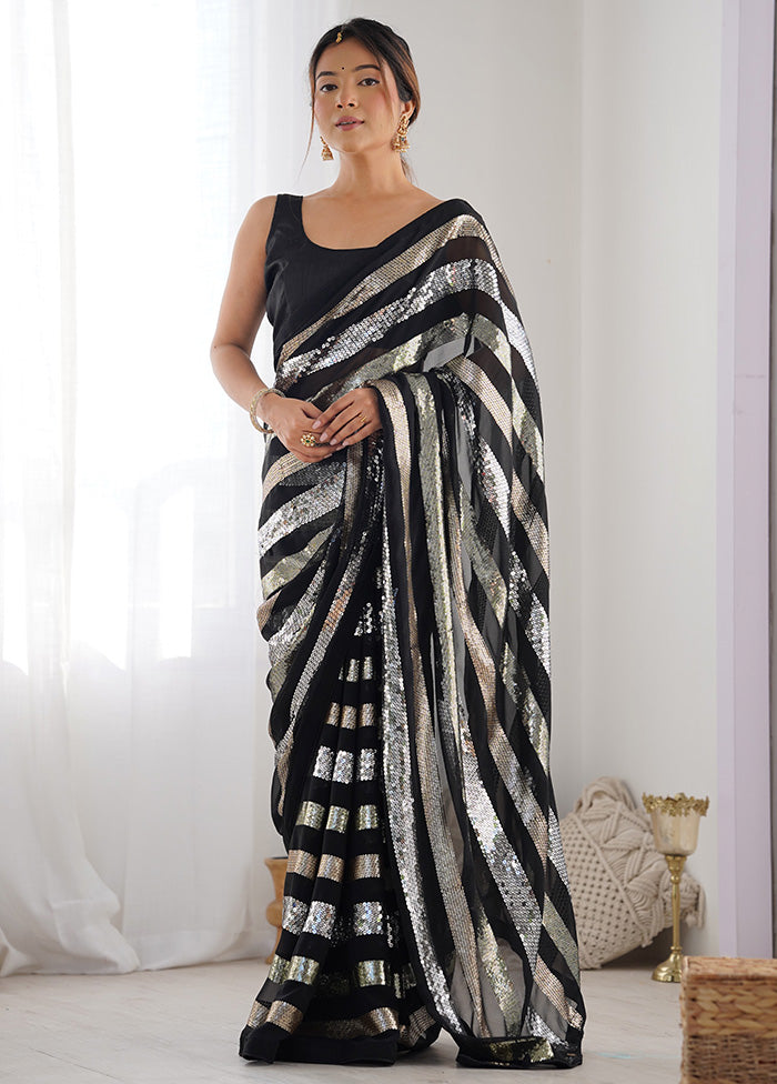 Black Georgette Saree With Blouse Piece Cheap Sale Explore