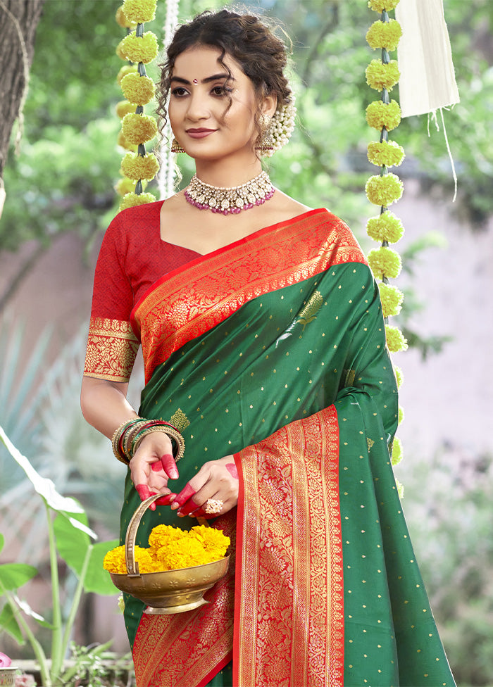 Green Dupion Silk Saree With Blouse Piece Buy Cheap Outlet Locations