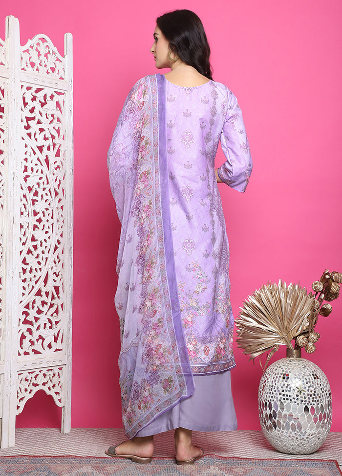 3 Pc Lavender Unstitched Silk Suit Set Sale Manchester