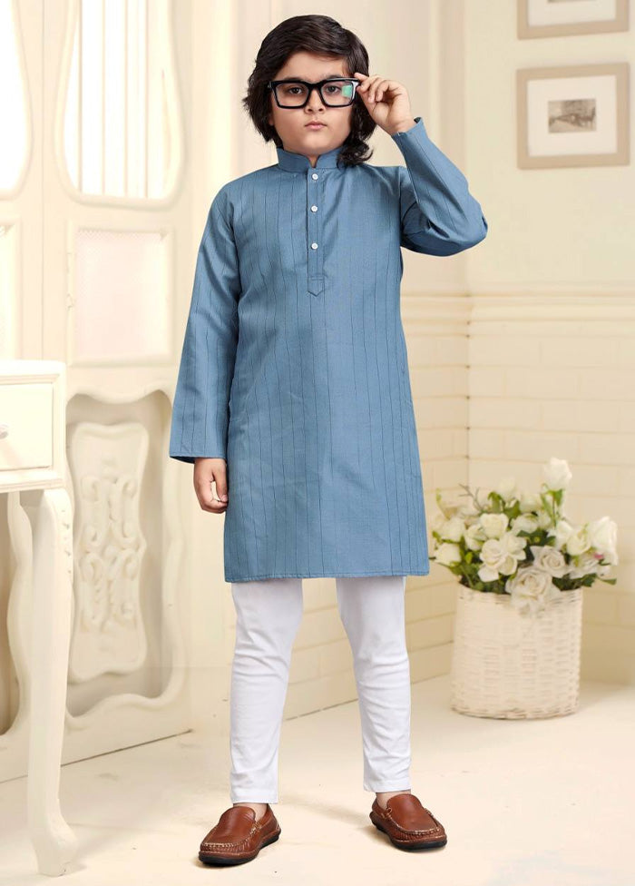 Sky Blue Pure Cotton Kurta Pajama Set Huge Surprise Cheap Online