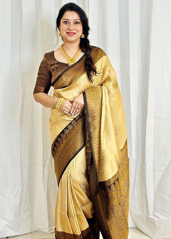 Cream Spun Silk Saree With Blouse Piece Buy Cheap Manchester