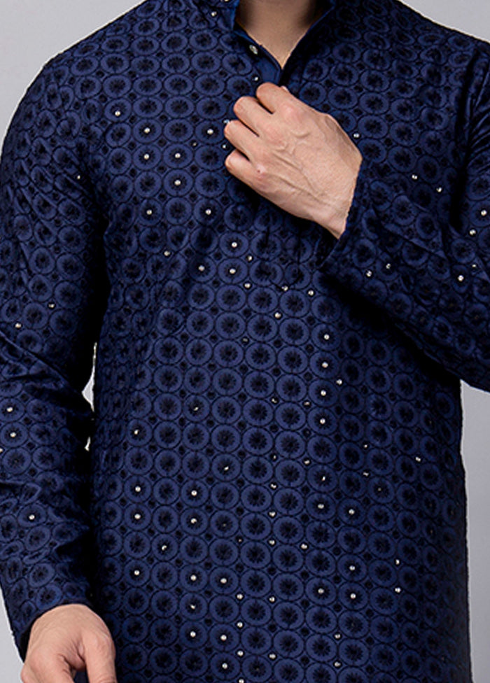 2 Pc Navy Blue Viscose Kurta Pajama Set Top Quality Cheap Pice