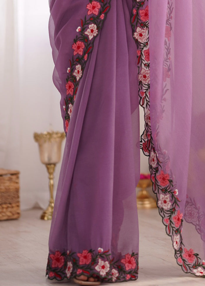 Lavender Spun Silk Saree With Blouse Piece Discount 2025 Unisex