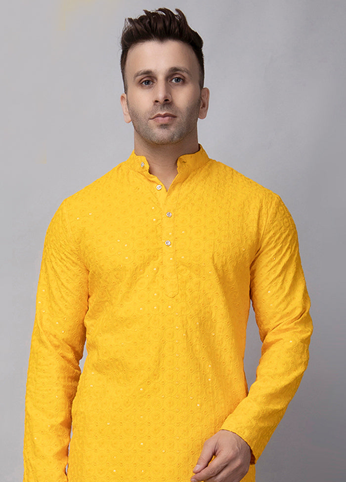 Yellow Viscose Embroidered Knee Length Kurta Cheap Cheap Online