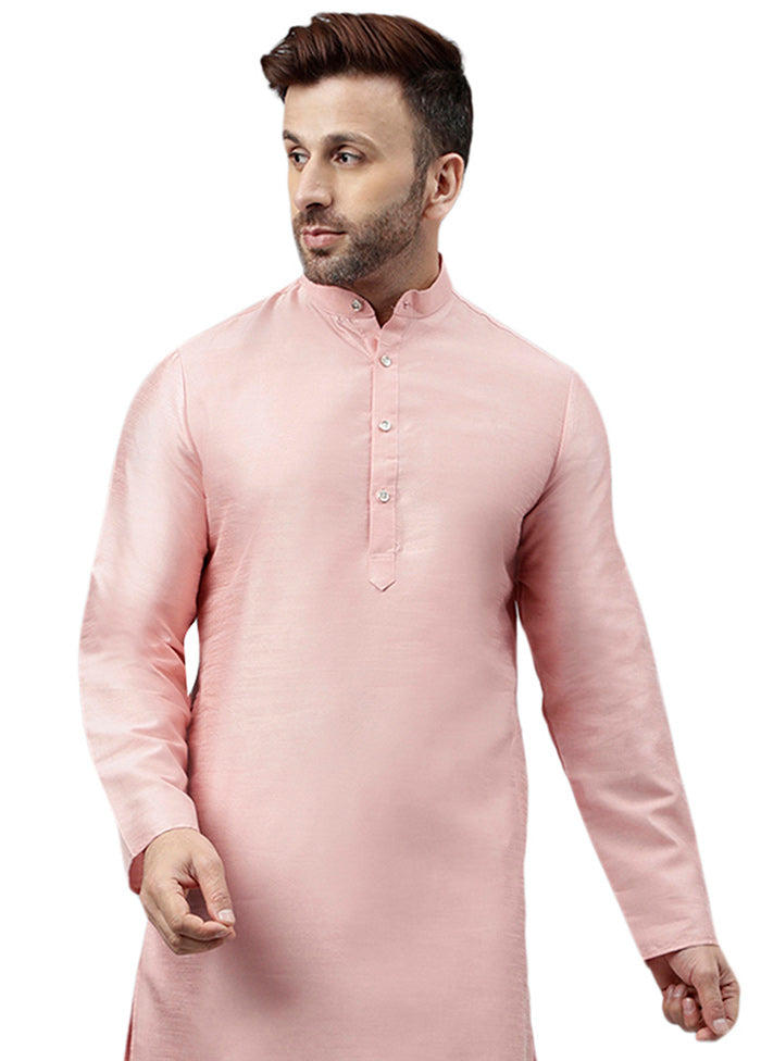 Pink Dupion Silk Solid Kurta Discount For Nice