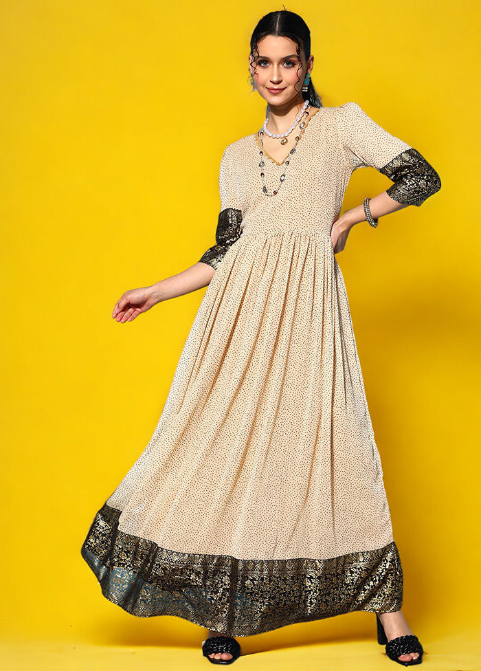 Cream Readymade Silk Indian Dress From China Free Shipping Low Pice