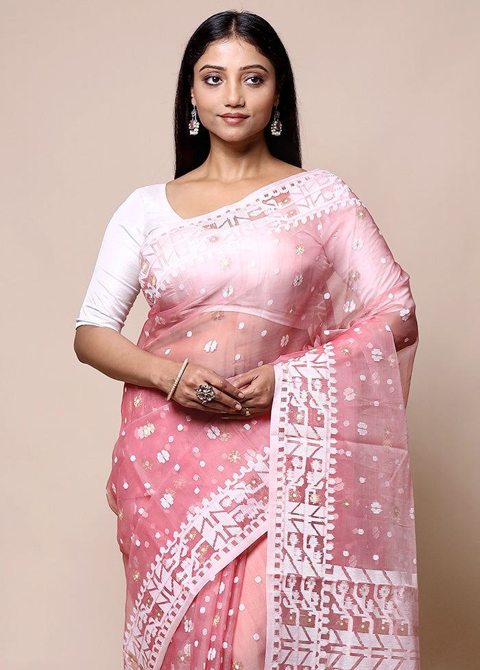 Pink Pure Tant Jamdani Saree Without Blouse Piece Buy Cheap Low Cost