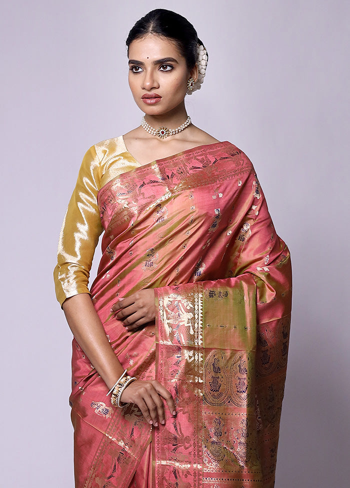 Rust Handloom Baluchari Pure Silk Saree With Blouse Piece Free Shipping Shop