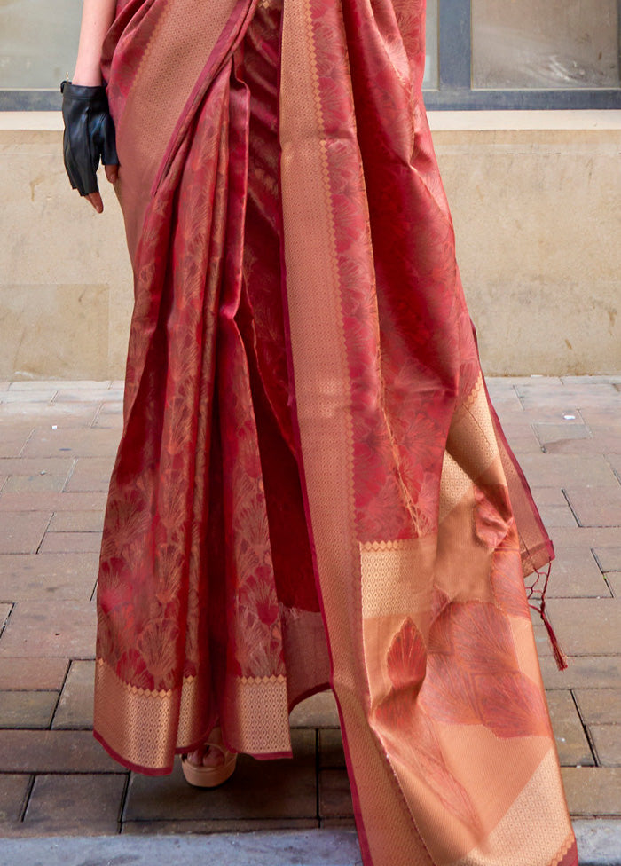 Rust Organza Saree With Blouse Piece Discount How Much