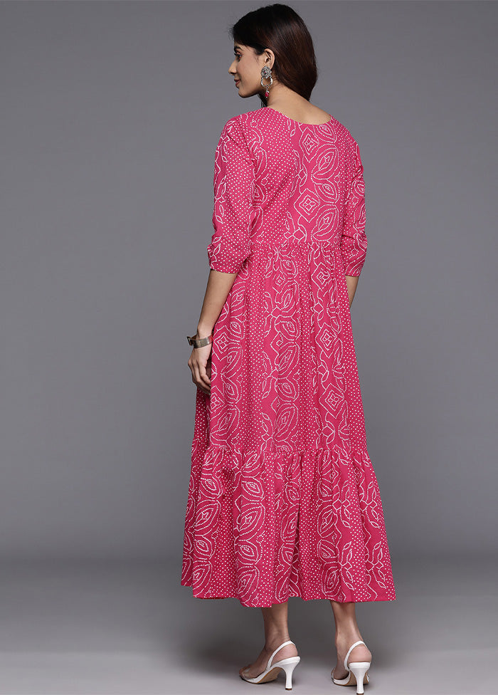 Pink Readymade Cotton Indian Dress Outlet View