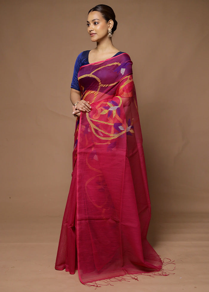 Pink Matka Silk Saree With Blouse Piece Cheap Sale Store