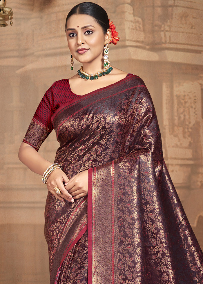 Maroon Spun Silk Saree With Blouse Piece Find Great Cheap Online