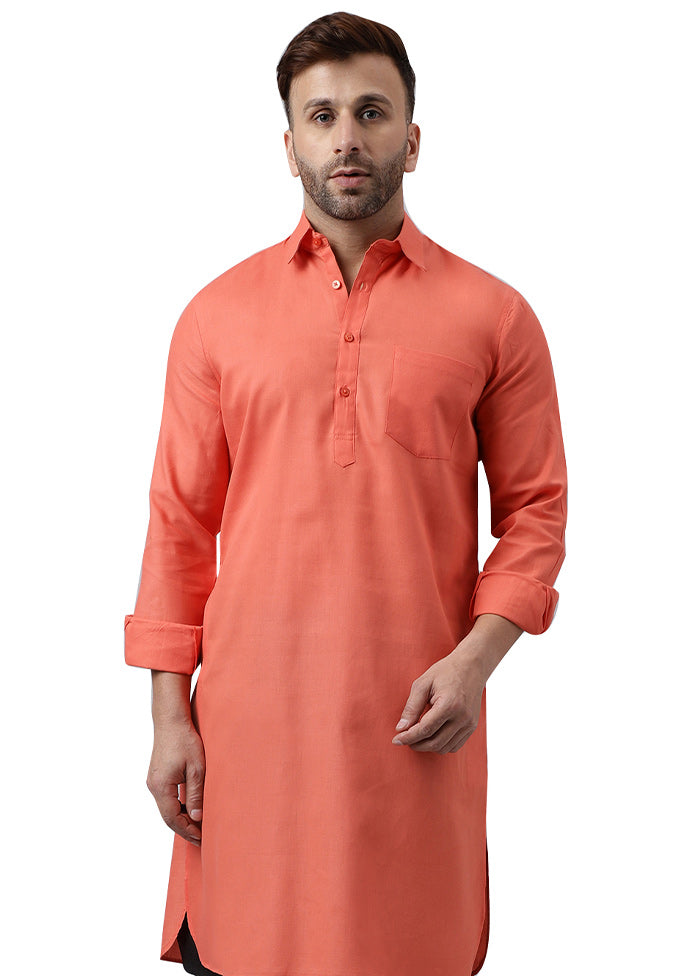 2 Pc Red Viscose Kurta Pajama Set Cheap Sale Brand New Unisex