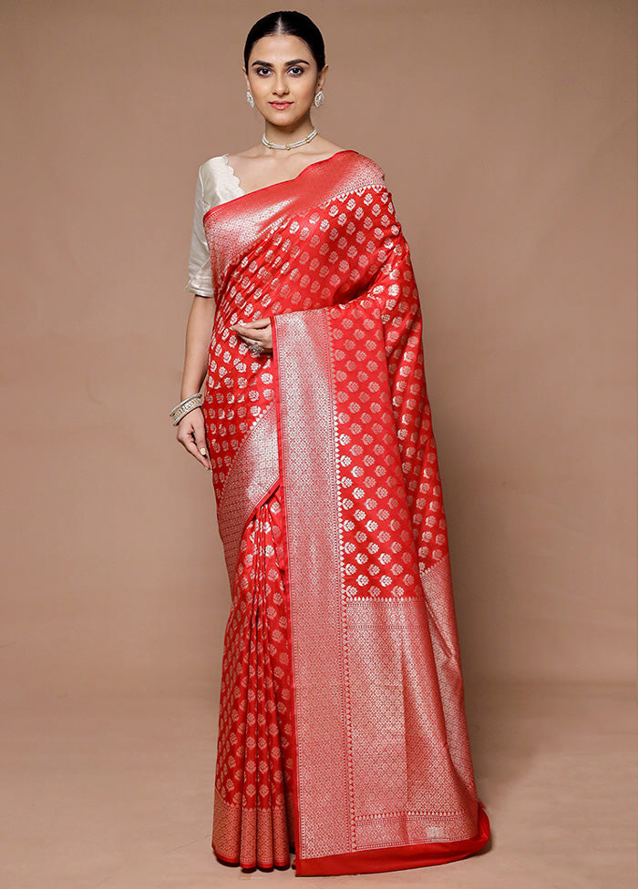 Red Uppada Silk Saree With Blouse Piece Outlet Pices