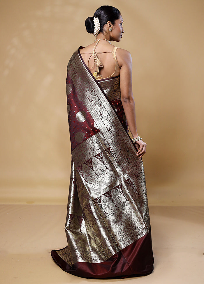 Brown Banarasi Silk Saree With Blouse Piece Buy Cheap Big Discount