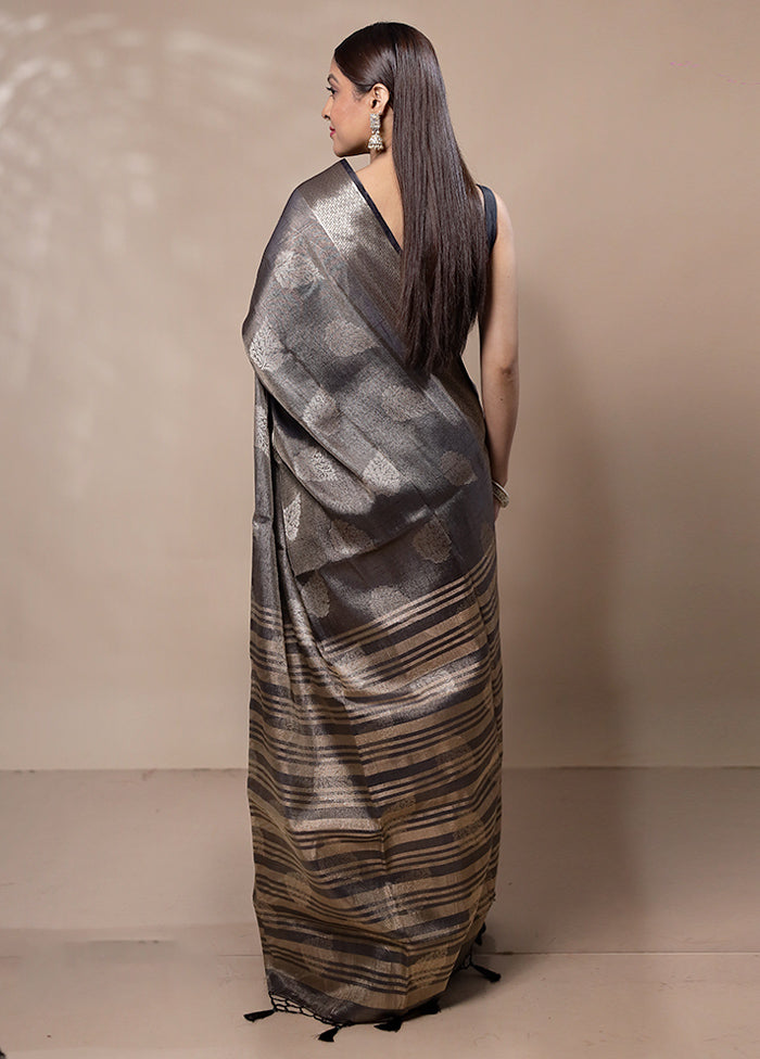 Black Tissue Silk Saree With Blouse Piece Online Online Original