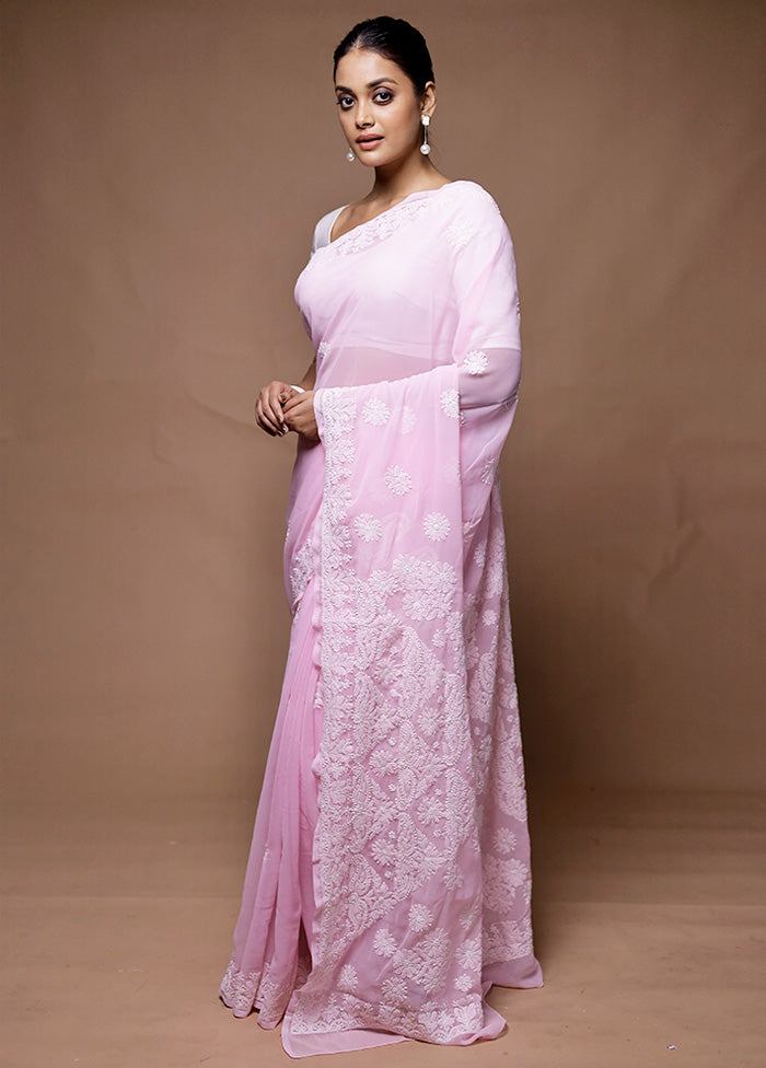 Pink Pure Cotton Saree With Blouse Piece Sale Genuine