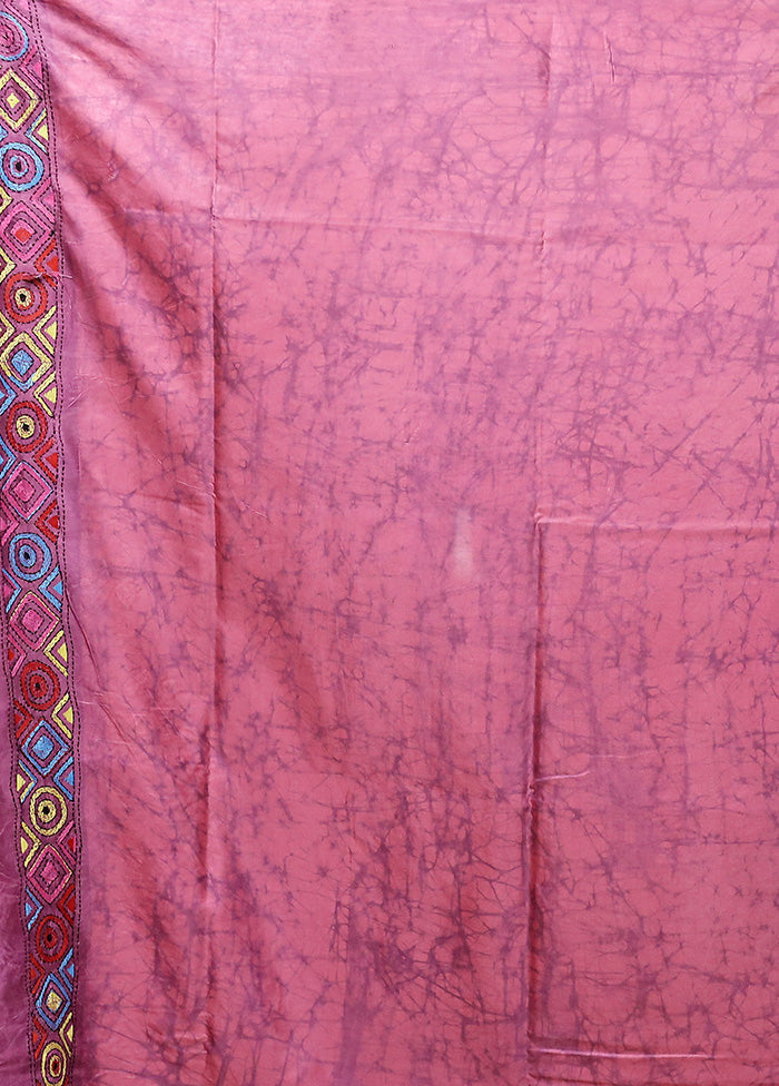 Purple Kantha Stitch Silk Saree With Blouse Piece Websites Cheap Pice