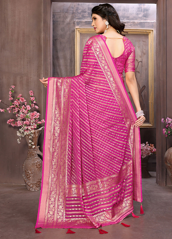 Pink Spun Silk Saree With Blouse Piece Buy Cheap With Credit Card