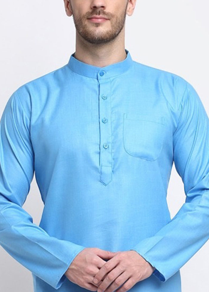 Sky Blue Cotton Kurta And Pajama Set Websites For Sale