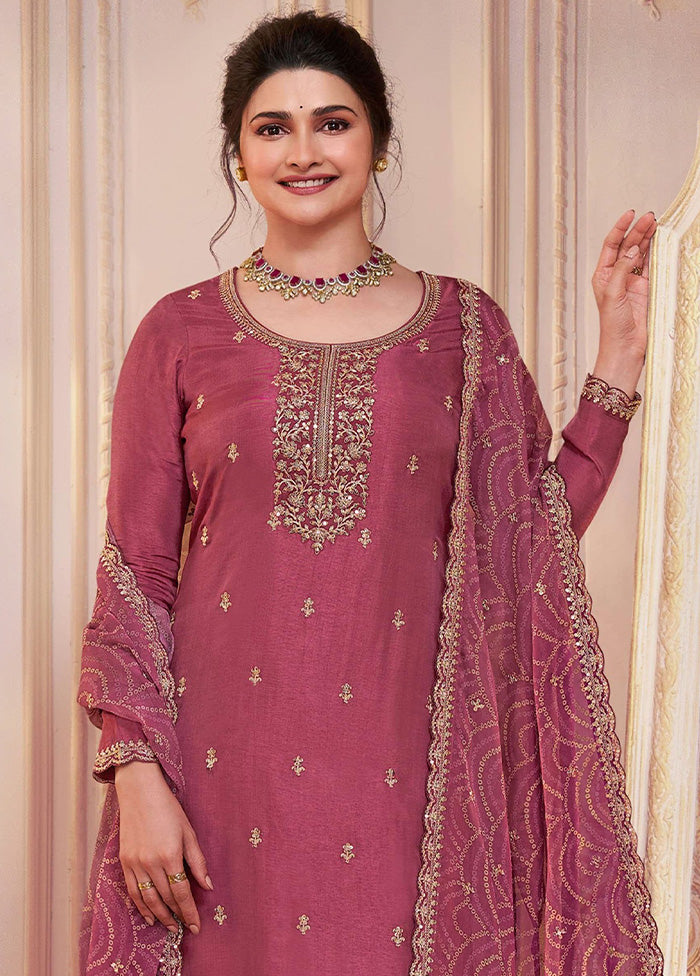 3 Pc Burgundy Semi Stitched Georgette Suit Set Free Shipping Fast Delivery