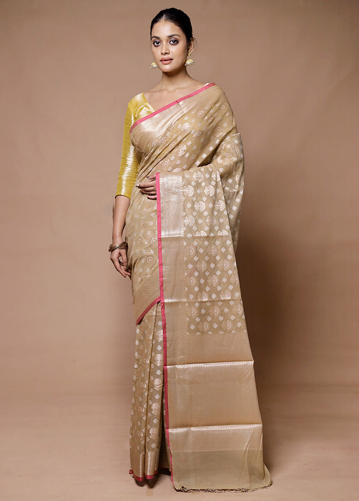 Cream Kora Silk Saree With Blouse Piece Buy Cheap The Cheapest