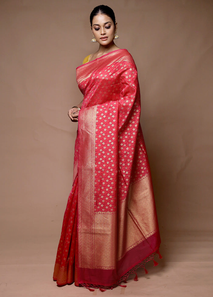 Red Kora Silk Saree With Blouse Piece Cheap Sale Wholesale Pice