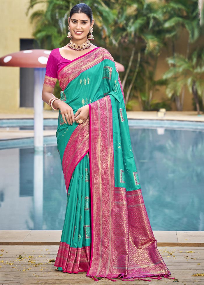 Sky Blue Dupion Silk Saree With Blouse Piece Clearance Store For Sale