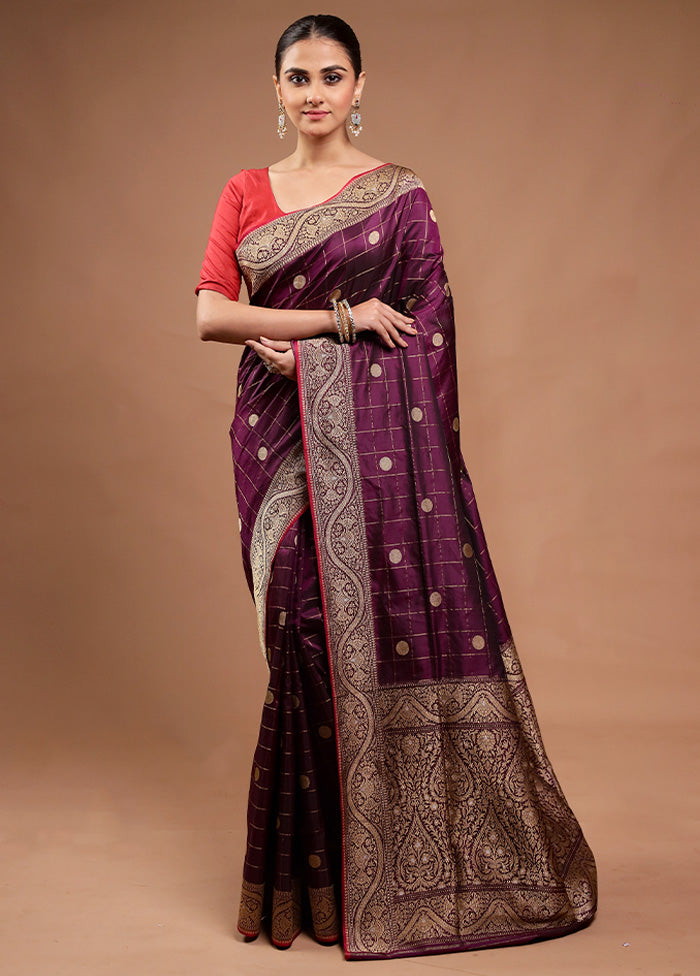 Wine Handloom Katan Pure Silk Saree With Blouse Piece Buy Cheap Low Cost