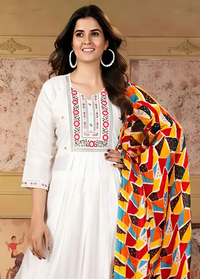 3 Pc White Readymade Viscose Suit Set Cheap Sale Wiki