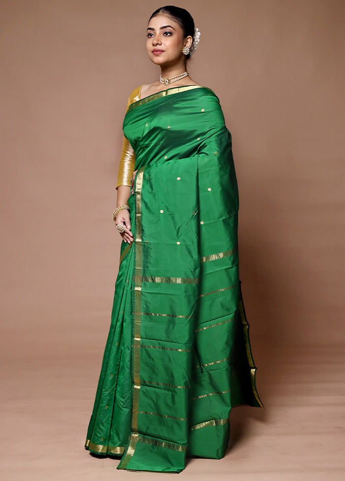 Green Kanjivaram Silk Saree With Blouse Piece Sast