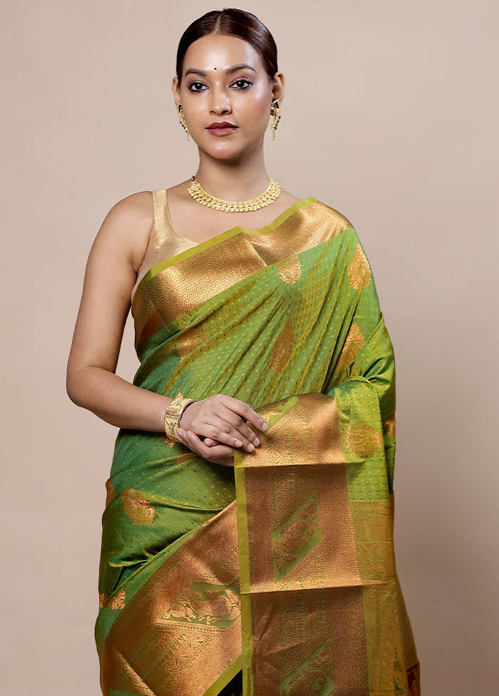 Green Kanjivaram Silk Saree With Blouse Piece Clearance Tumblr